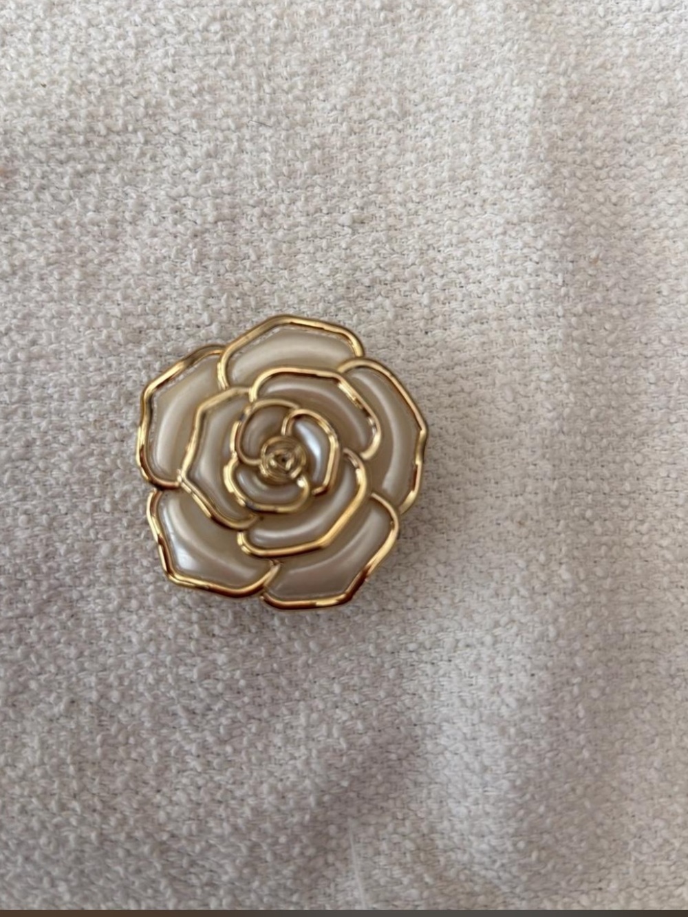 Gold-Trim White Enamel Rose Brooch - Women Jewelry